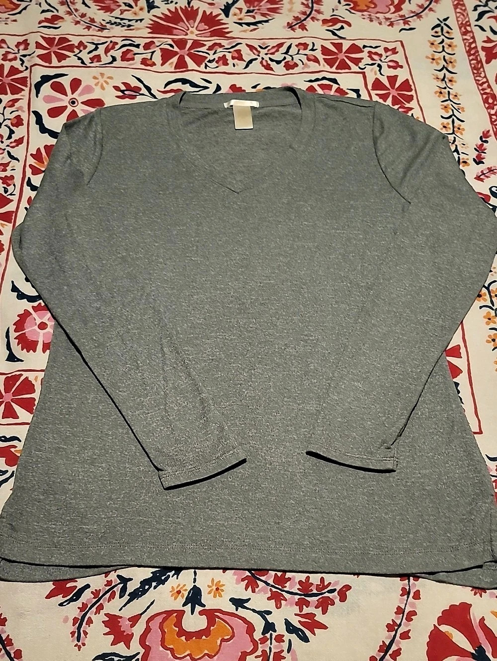 Matty M Green Gray Long Sleeve Casual V Neck Cozy Warm Thick Soft Knit Top